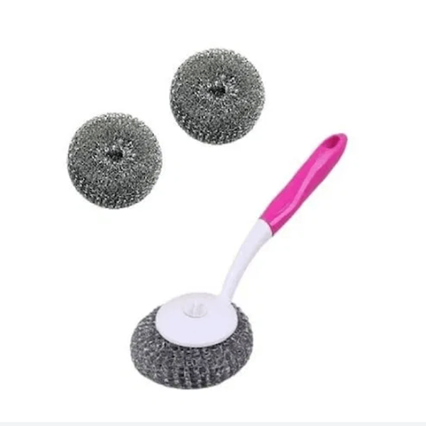 Spalator metalic cu maner plastic + 2 bureti sarma