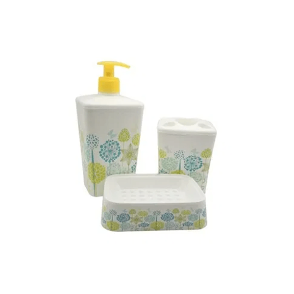 Set 3 piese accesorii baie, Elif, cu model floral
