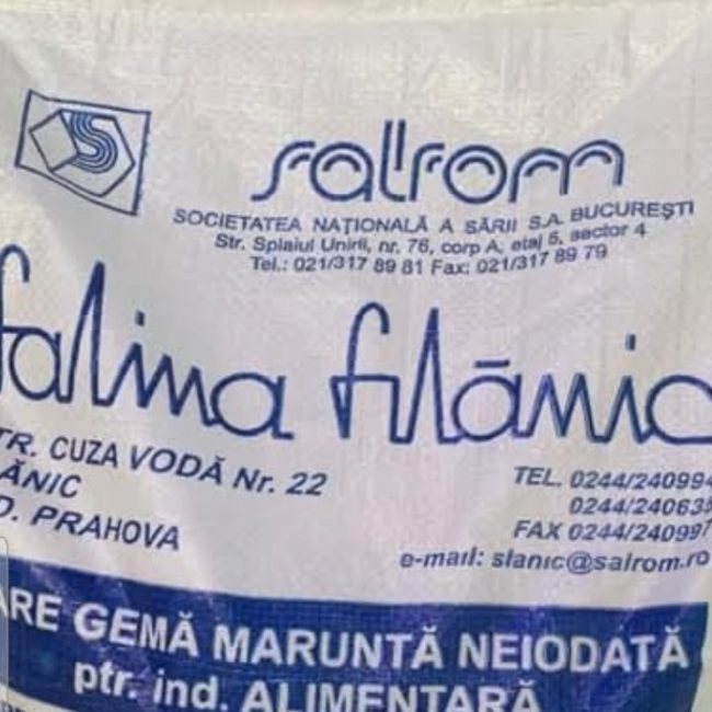 Sare grunjoasa Neiodata de Salina Slănic Prahova sac de 25 kg. EN GROSS