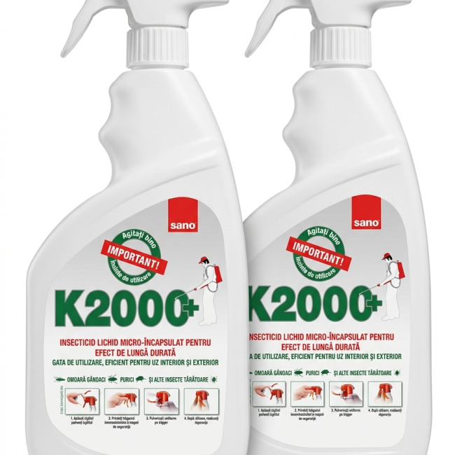 2 Buc-Insextivid Sano K- 2000 , 750ML cu pulverizator, lichid micro-încapsulat cu efect de lungă durată.